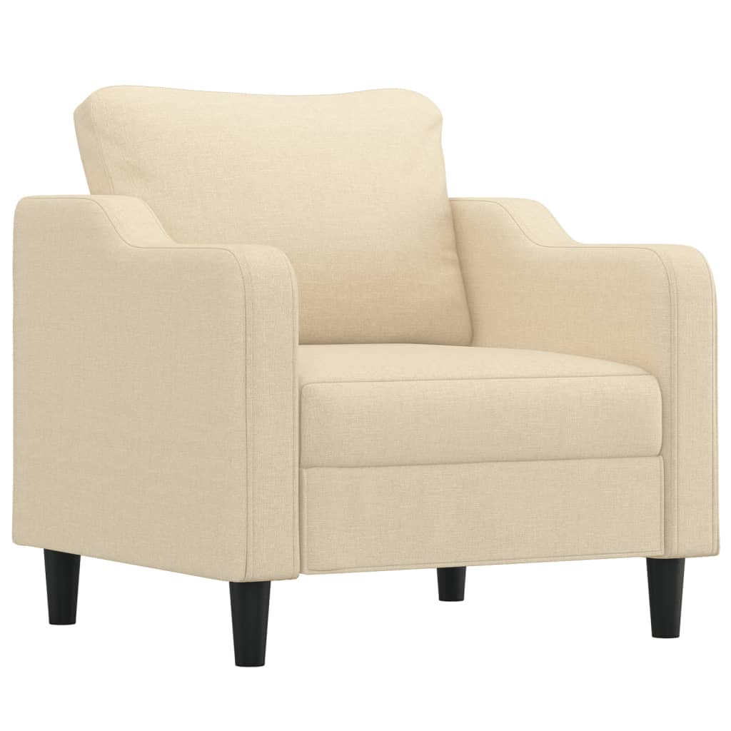 Krémszínű szövet kanapéfotel lábtartóval 60 cm Krémszínű szövet kanapéfotel lábtartóval 60 cm