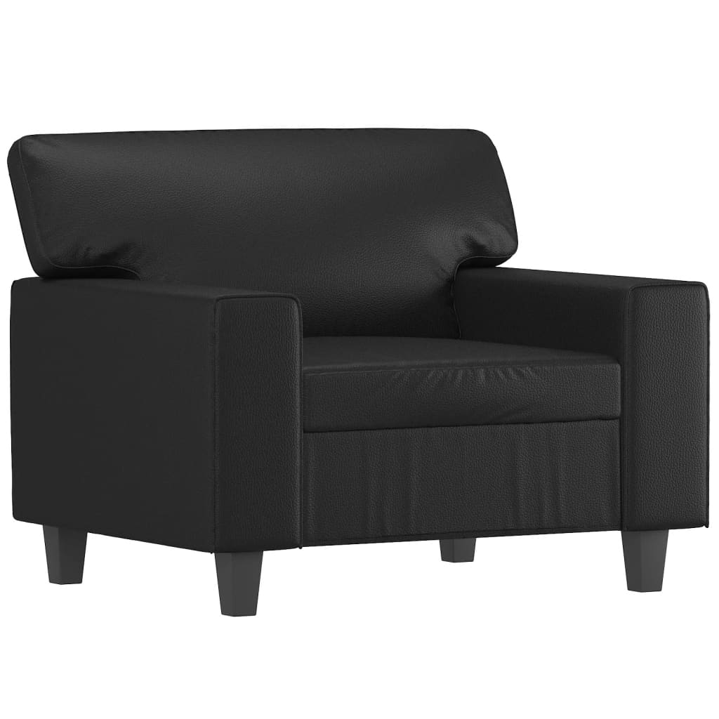 Fekete műbőr kanapéfotel lábtartóval 60 cm Fekete műbőr kanapéfotel lábtartóval 60 cm