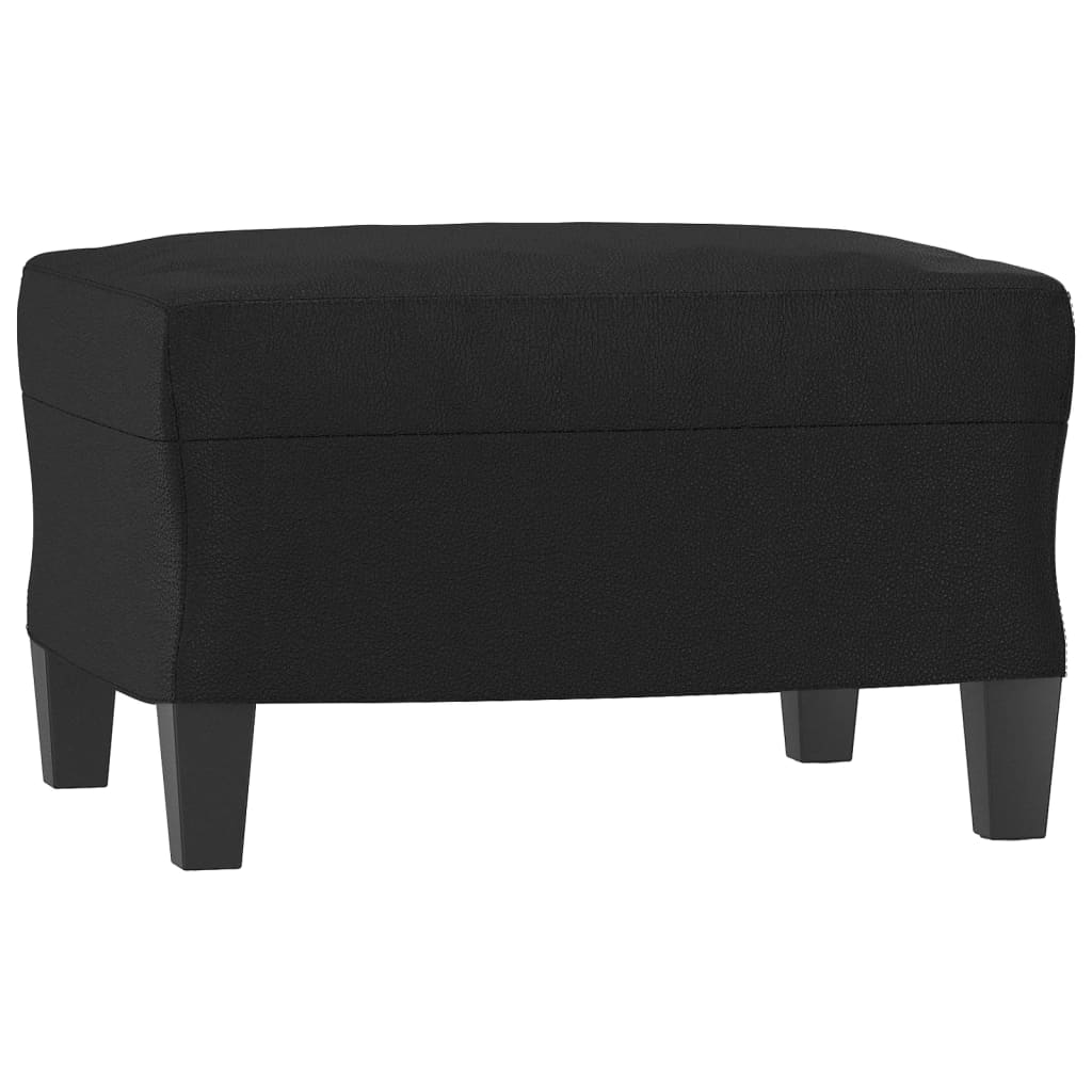 Fekete műbőr kanapéfotel lábtartóval 60 cm Fekete műbőr kanapéfotel lábtartóval 60 cm