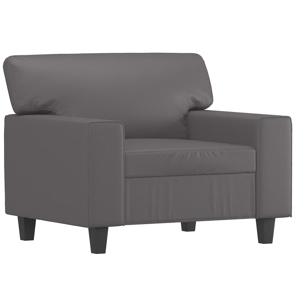 Szürke műbőr kanapéfotel lábtartóval 60 cm Szürke műbőr kanapéfotel lábtartóval 60 cm
