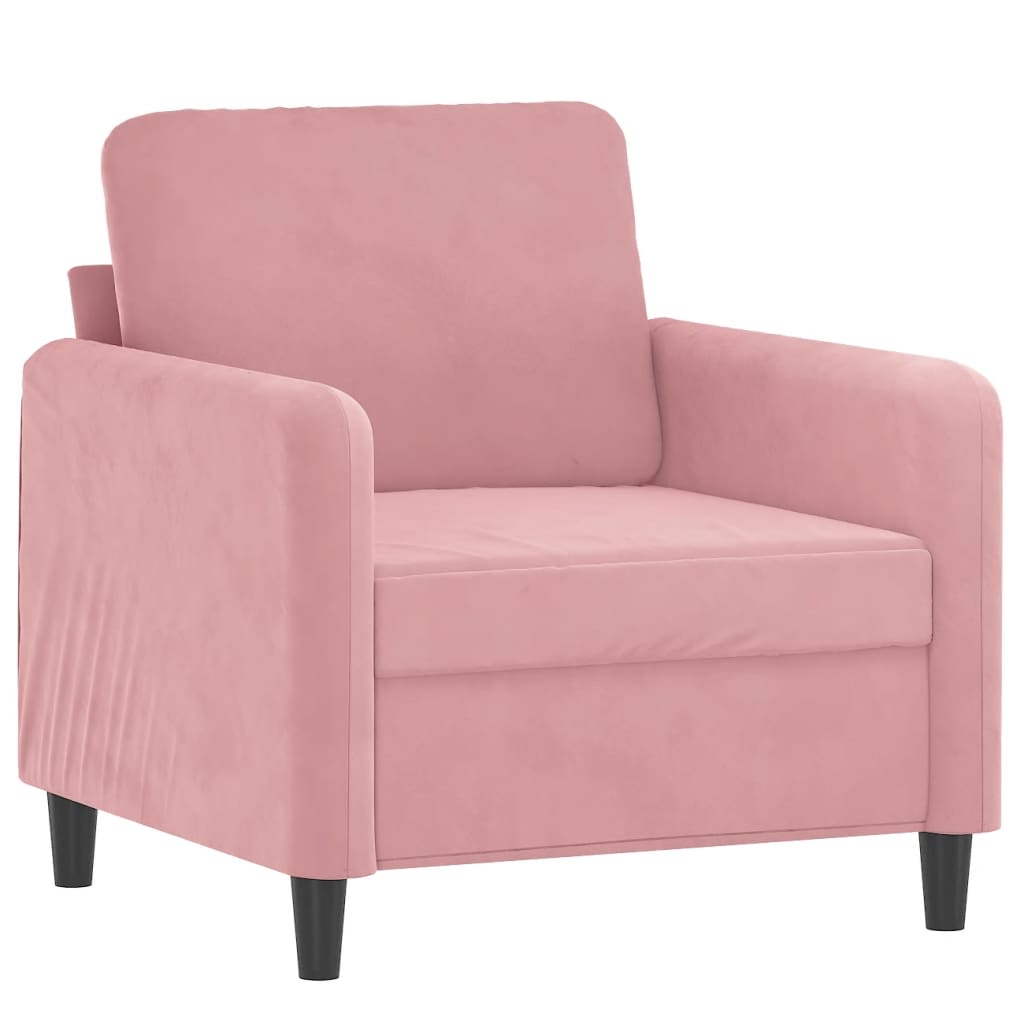 Rózsaszín bársony kanapéfotel lábtartóval 60 cm