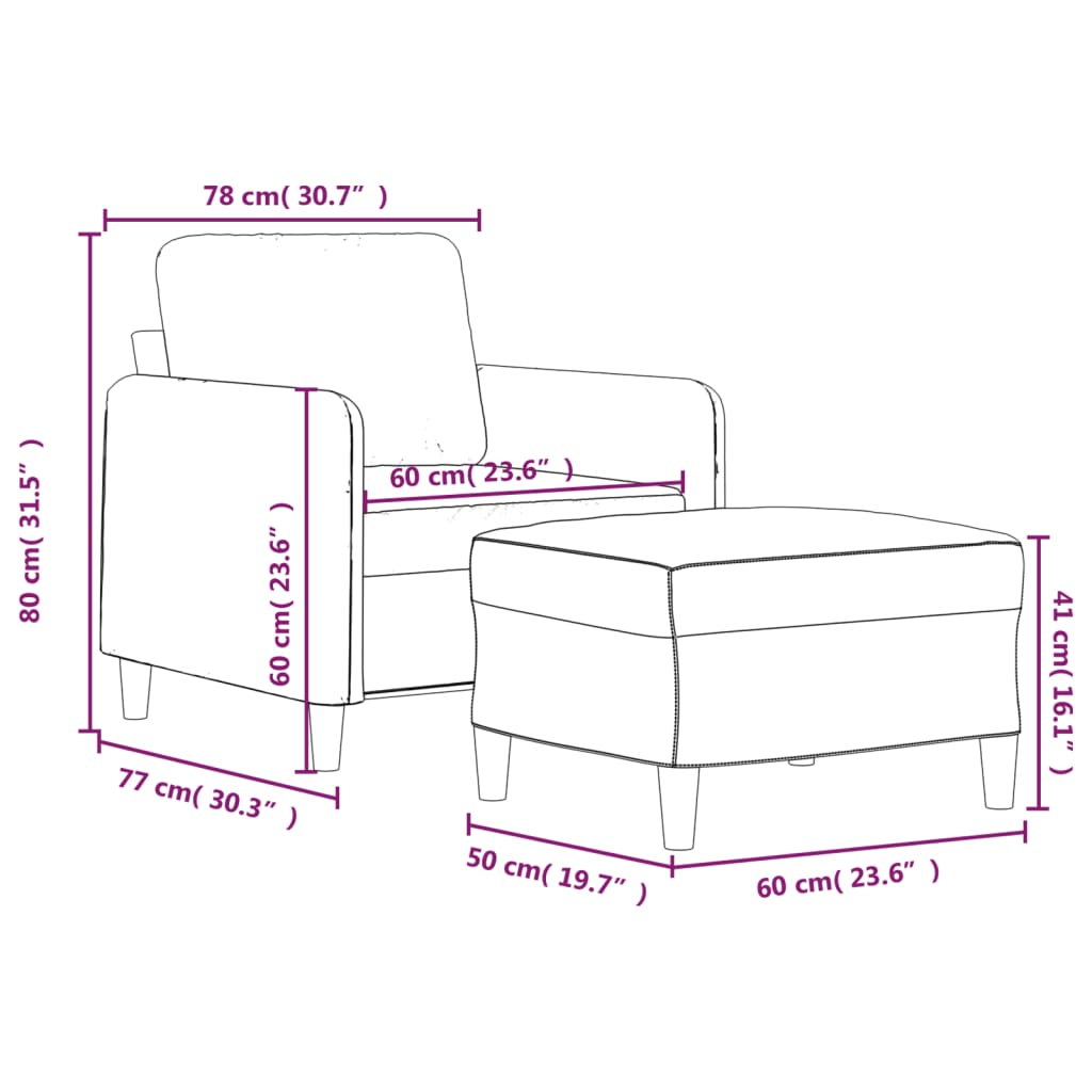 Bordó bársony kanapéfotel lábtartóval 60 cm Bordó bársony kanapéfotel lábtartóval 60 cm
