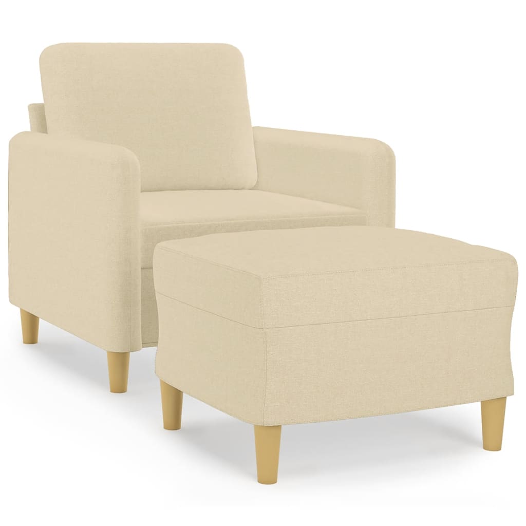 Krémszínű szövet kanapéfotel lábtartóval 60 cm