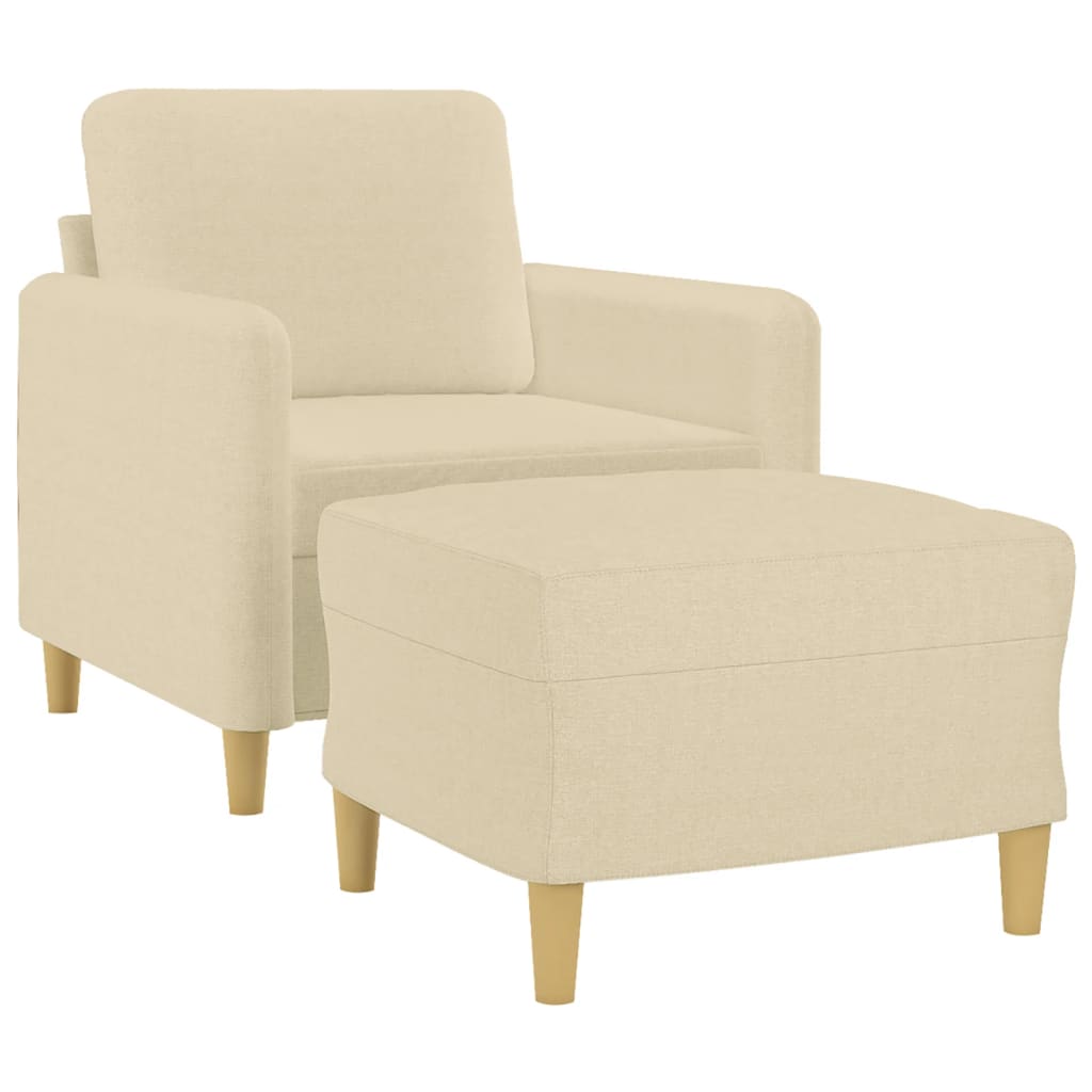 Krémszínű szövet kanapéfotel lábtartóval 60 cm
