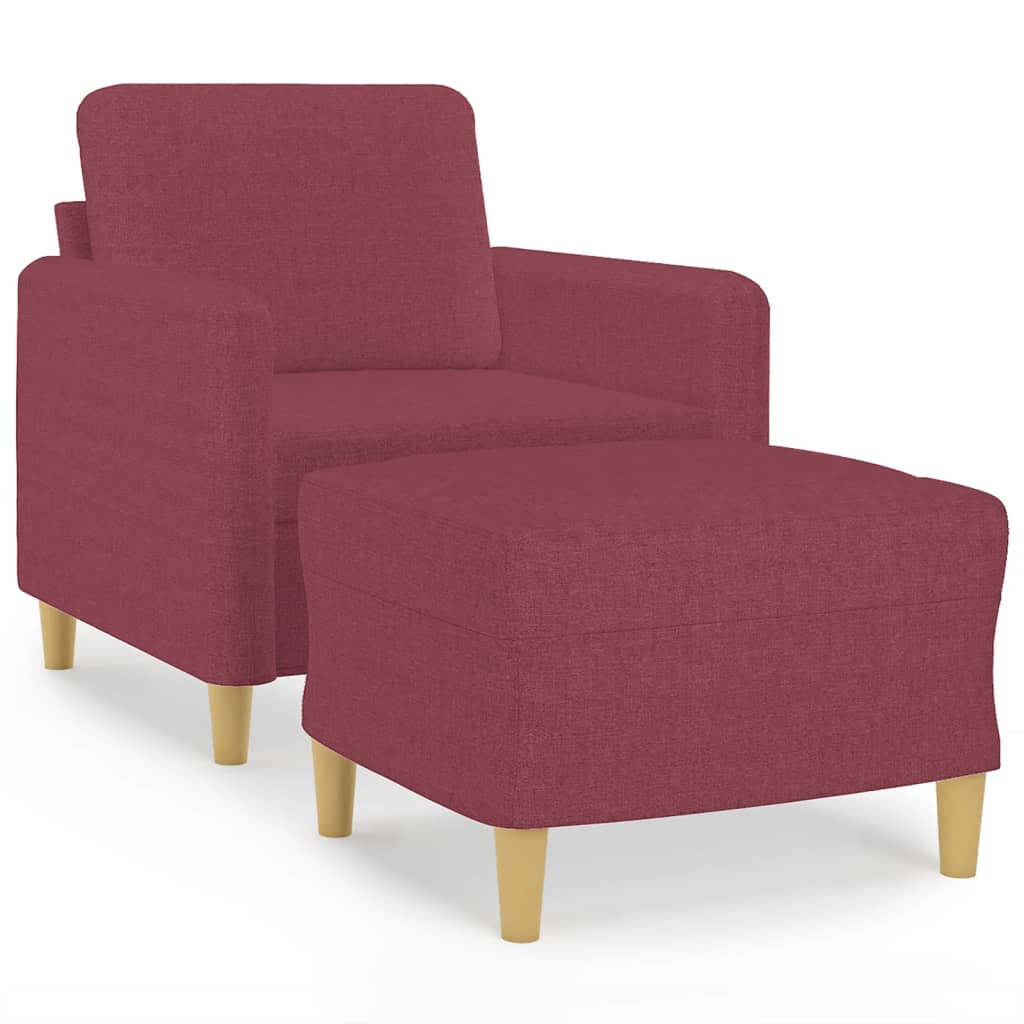 Bordó szövet kanapéfotel lábtartóval 60 cm
