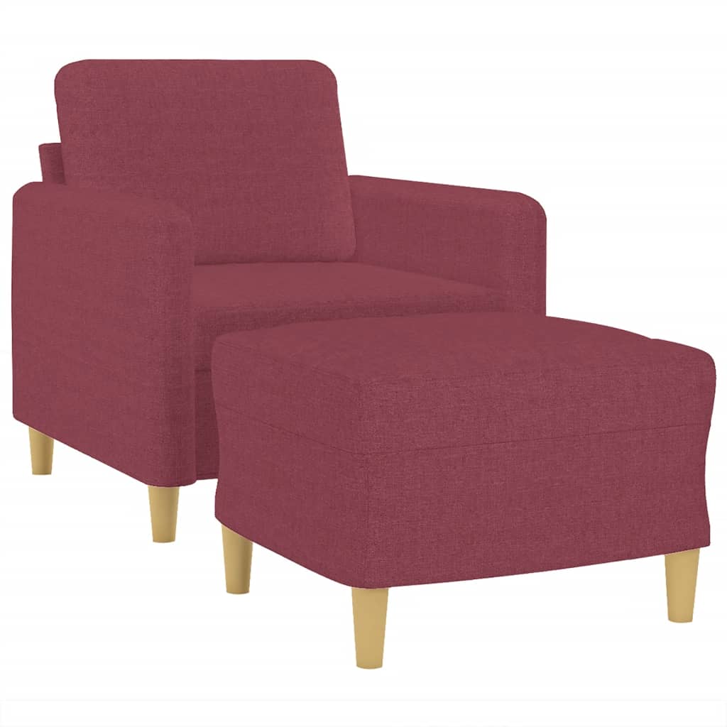 Bordó szövet kanapéfotel lábtartóval 60 cm