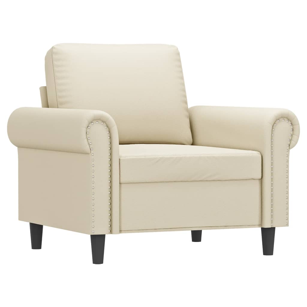 Krémszínű műbőr kanapéfotel lábtartóval 60 cm Krémszínű műbőr kanapéfotel lábtartóval 60 cm