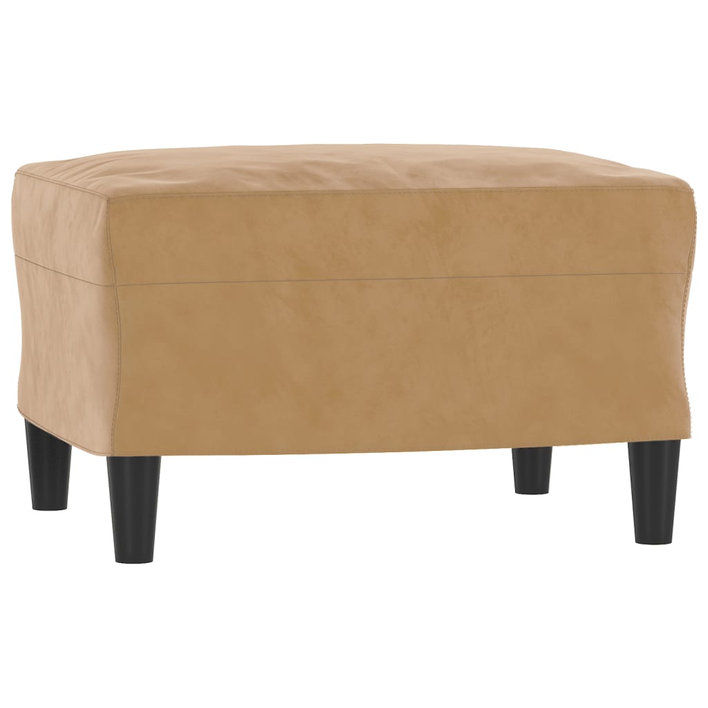 Barna bársony kanapéfotel lábtartóval 60 cm Barna bársony kanapéfotel lábtartóval 60 cm
