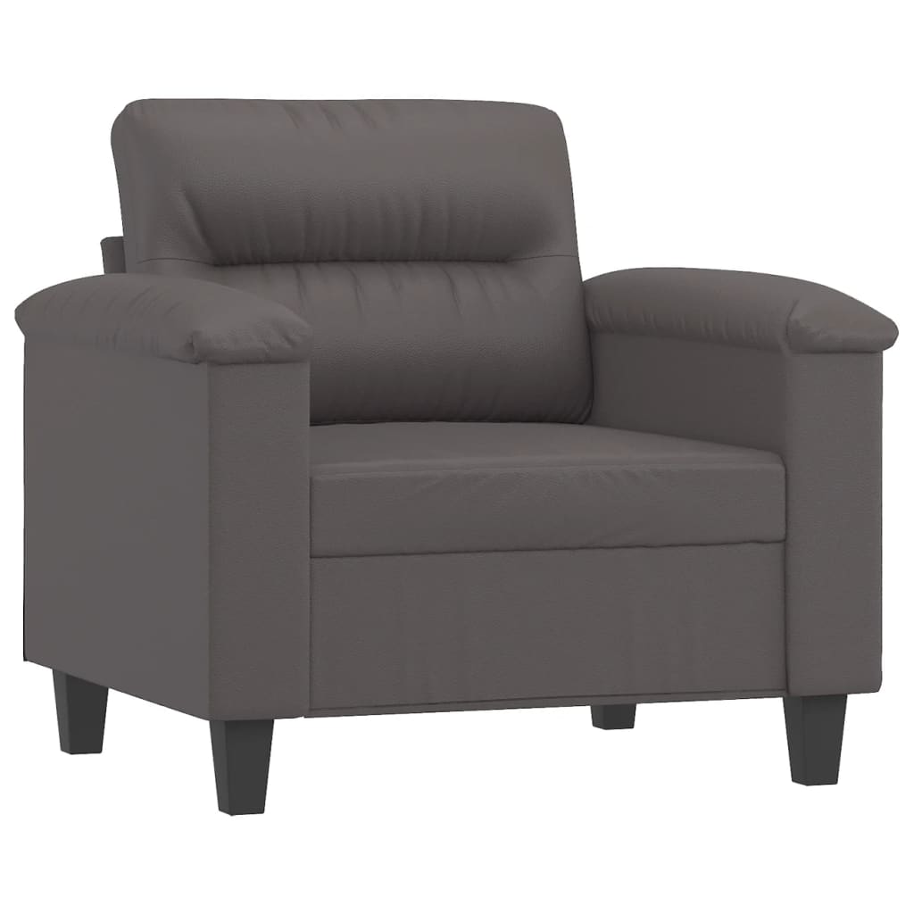Szürke műbőr kanapéfotel lábtartóval 60 cm Szürke műbőr kanapéfotel lábtartóval 60 cm