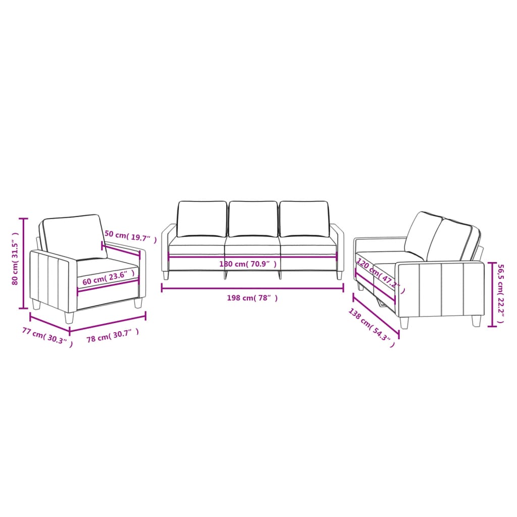 3 részes sötétszürke szövet ülőgarnitúra párnákkal 3 részes sötétszürke szövet ülőgarnitúra párnákkal