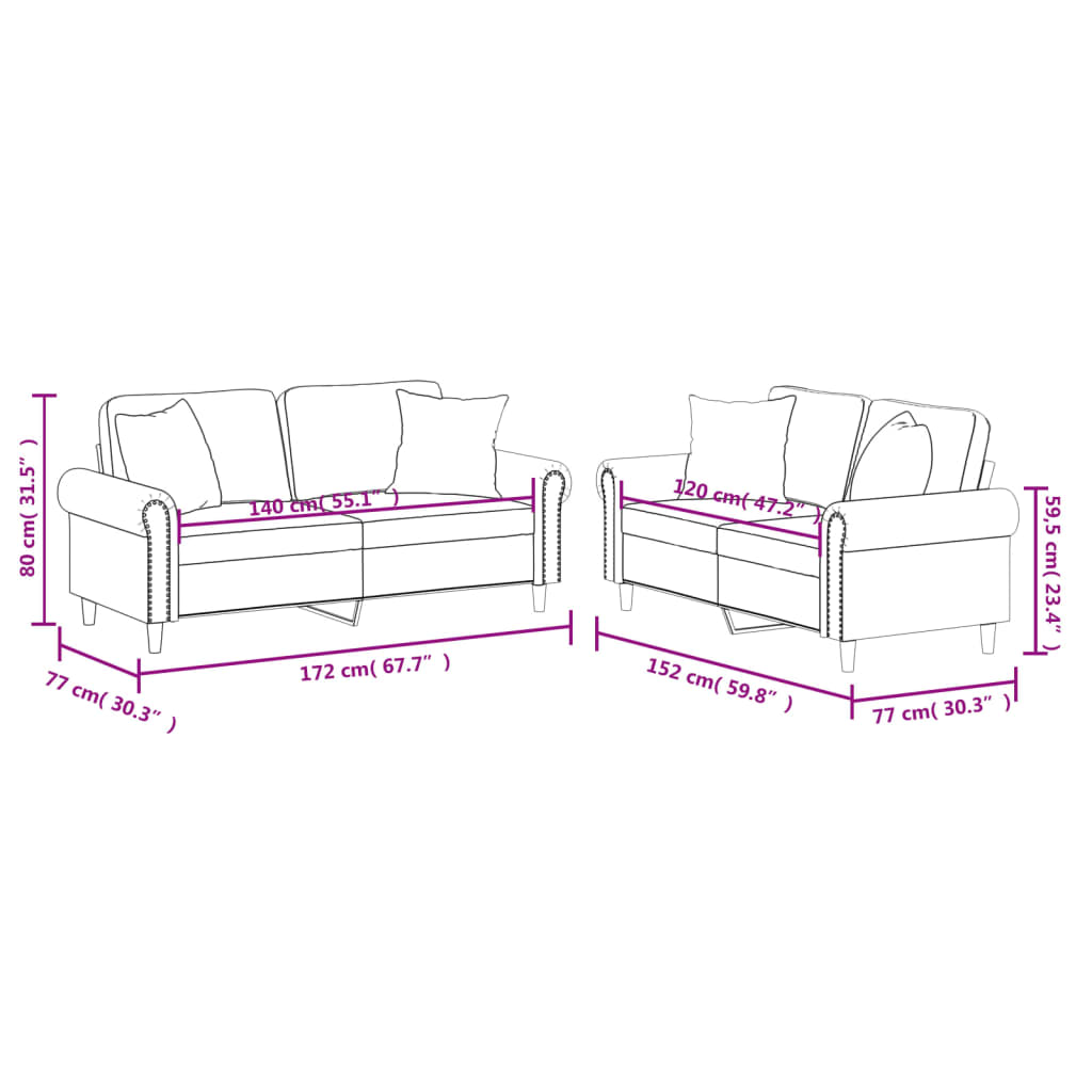 2 részes krémszínű műbőr ülőgarnitúra párnákkal