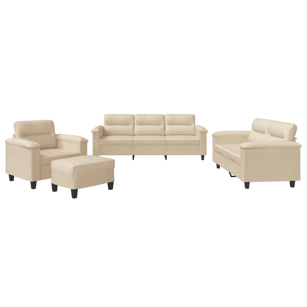 4 részes krémszínű mikroszálas szövet ülőgarnitúra párnákkal 4 részes krémszínű mikroszálas szövet ülőgarnitúra párnákkal