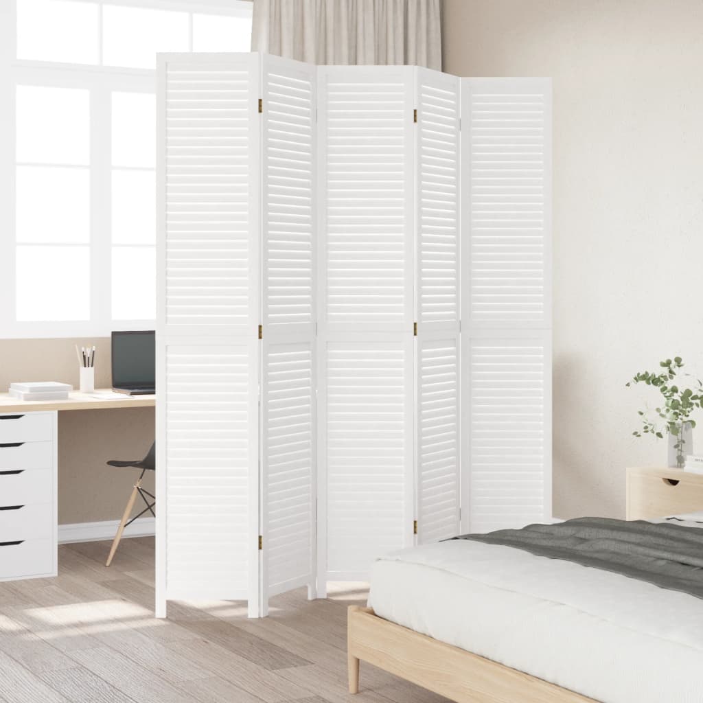 5 paneles fehér tömör császárfa térelválasztó