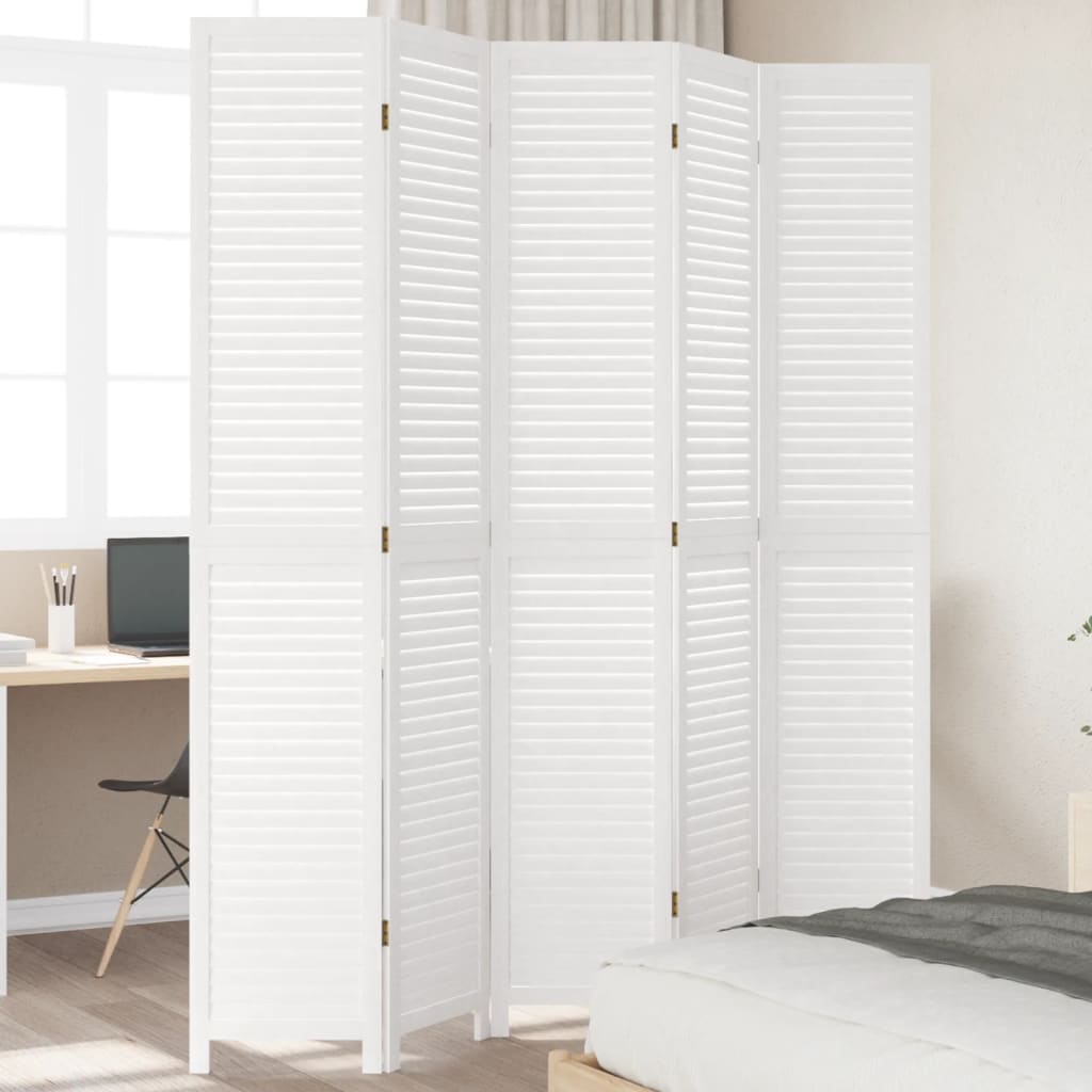 5 paneles fehér tömör császárfa térelválasztó