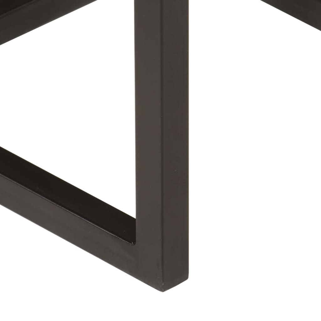 3 db tömör mangófa és vas egymásba helyezhető dohányzóasztal