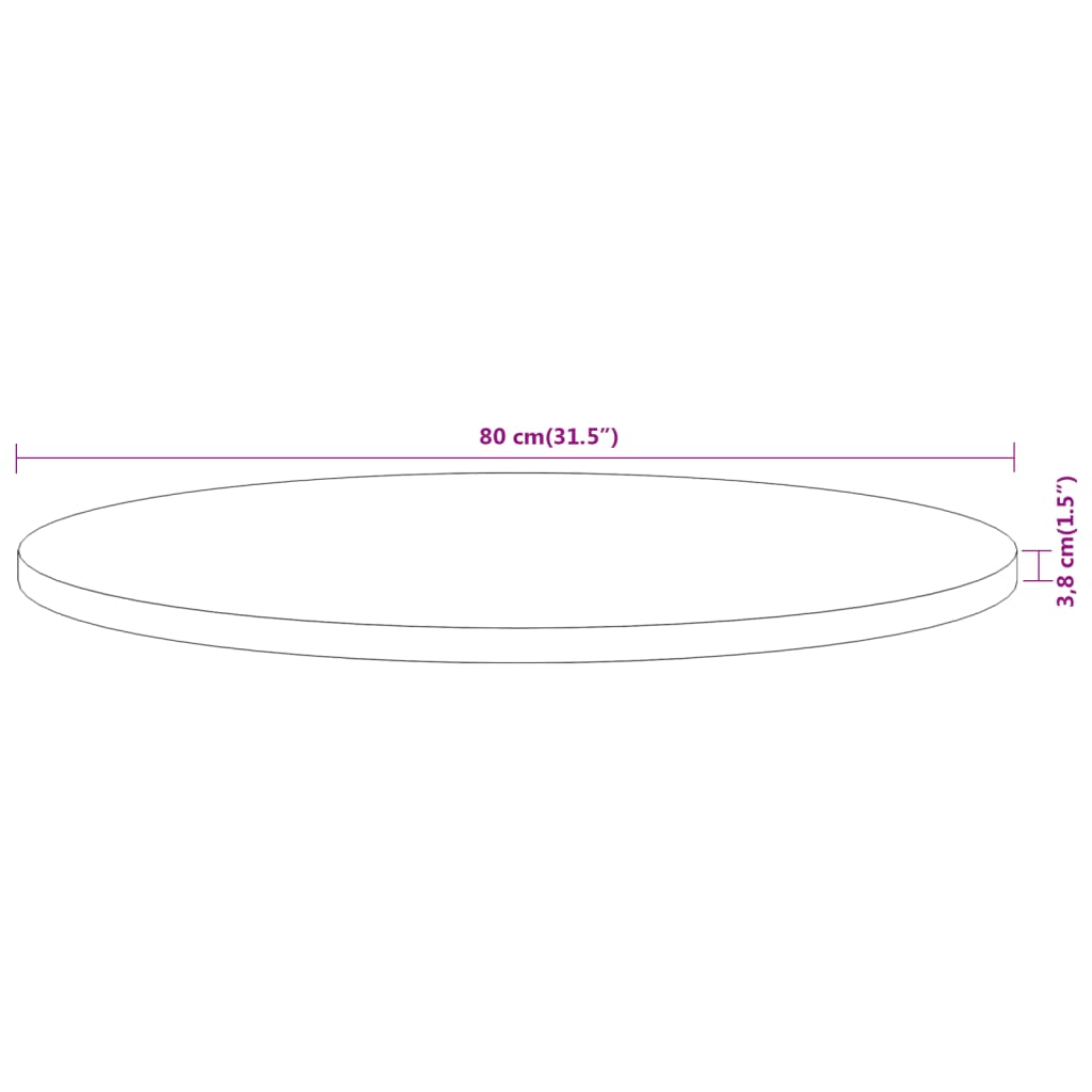 Tömör akácfa kerek asztallap ø80 x 3,8 cm