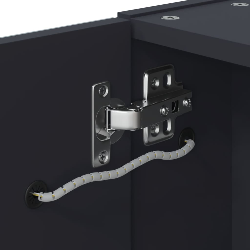 Szürke tükrös fürdőszobaszekrény led-del 60 x 13 x 52 cm