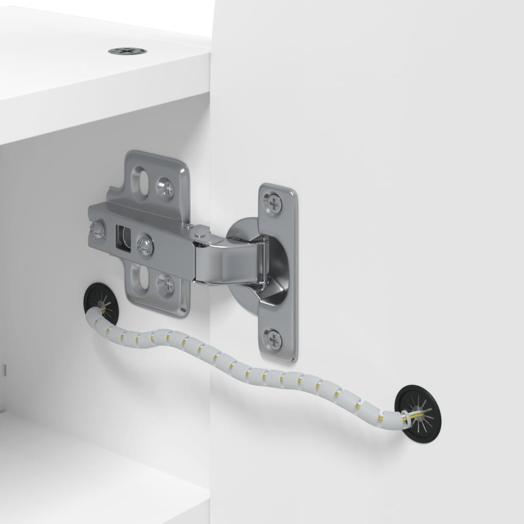 Fehér ívelt tükrös fürdőszobaszekrény led-del 42 x 13 x 70 cm