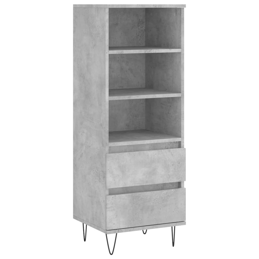 Betonszürke szerelt fa magasszekrény 40 x 36 x 110 cm