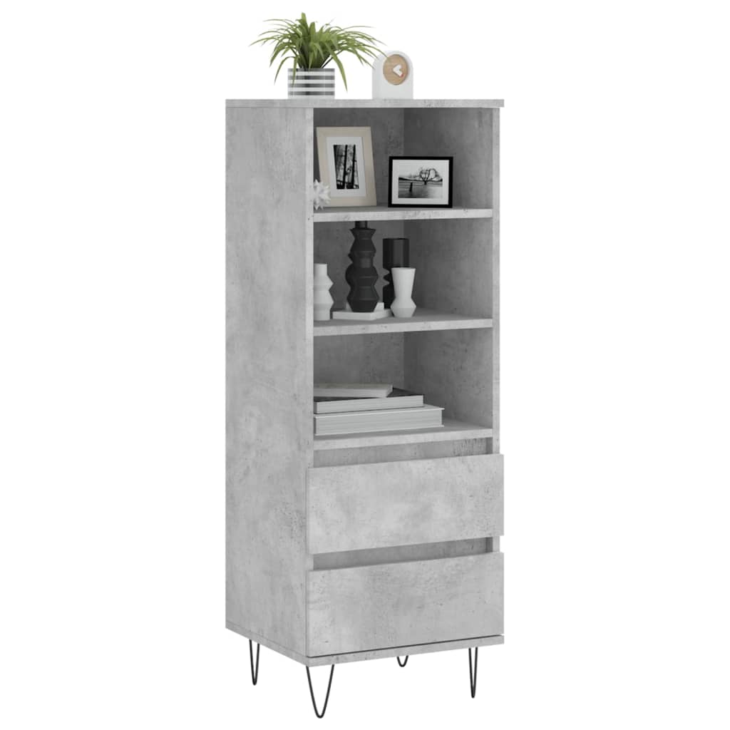 Betonszürke szerelt fa magasszekrény 40 x 36 x 110 cm