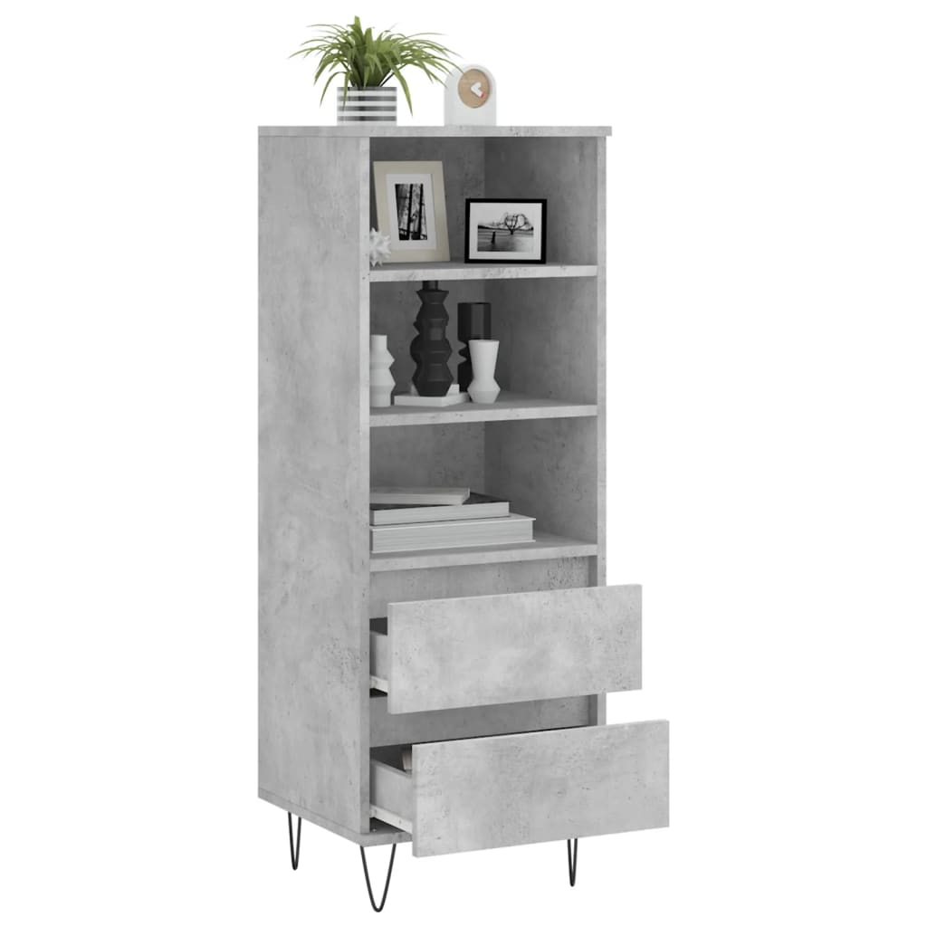 Betonszürke szerelt fa magasszekrény 40 x 36 x 110 cm