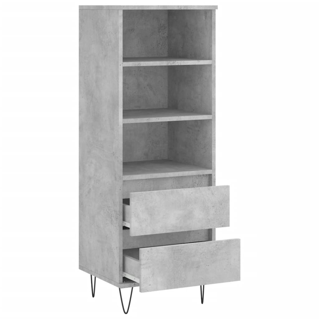 Betonszürke szerelt fa magasszekrény 40 x 36 x 110 cm