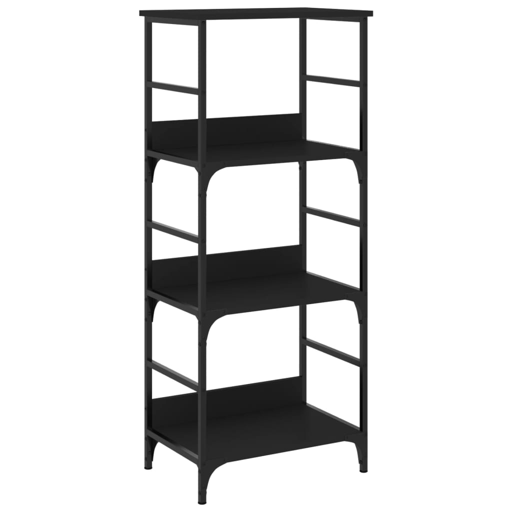 Fekete szerelt fa könyvespolc 50 x 33 x 117,5 cm