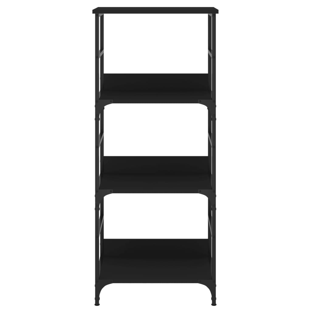 Fekete szerelt fa könyvespolc 50 x 33 x 117,5 cm
