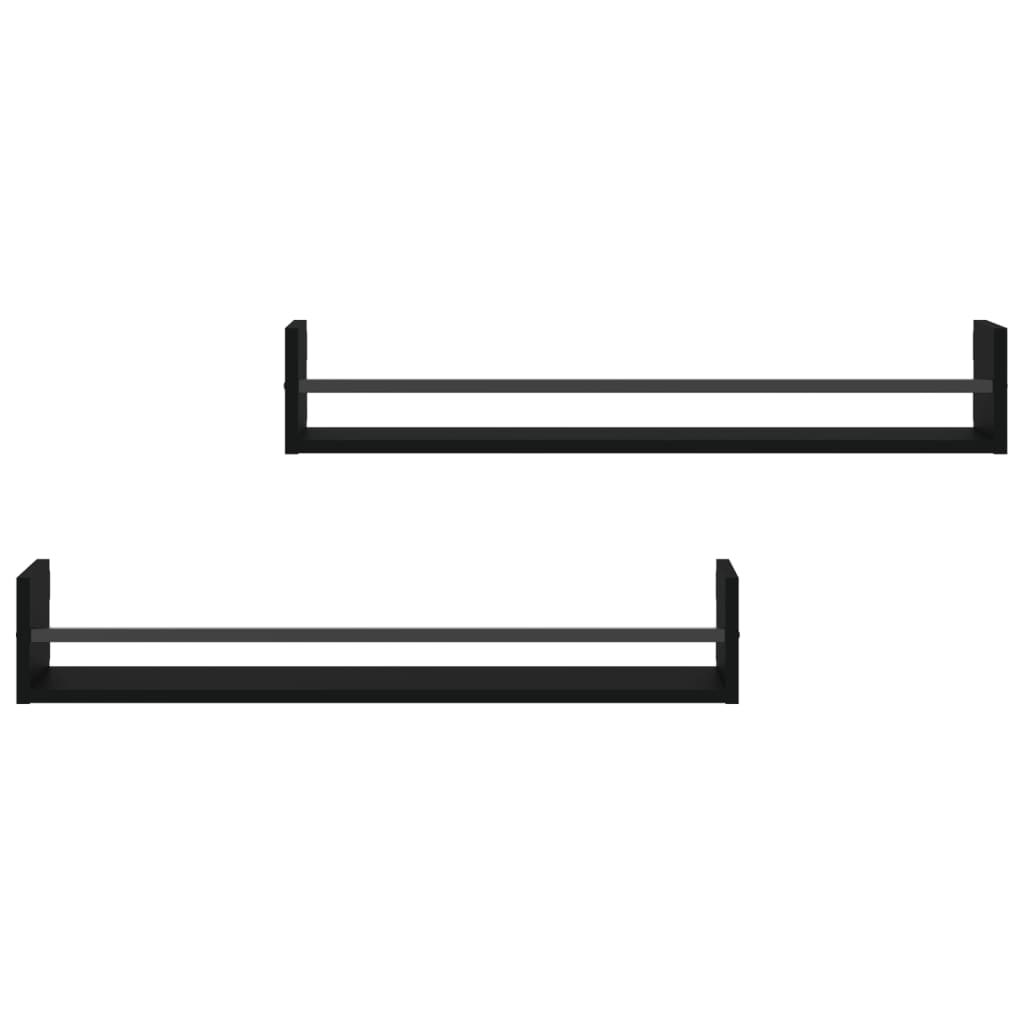 2 db fekete fali polc rúddal 80 x 16 x 14 cm