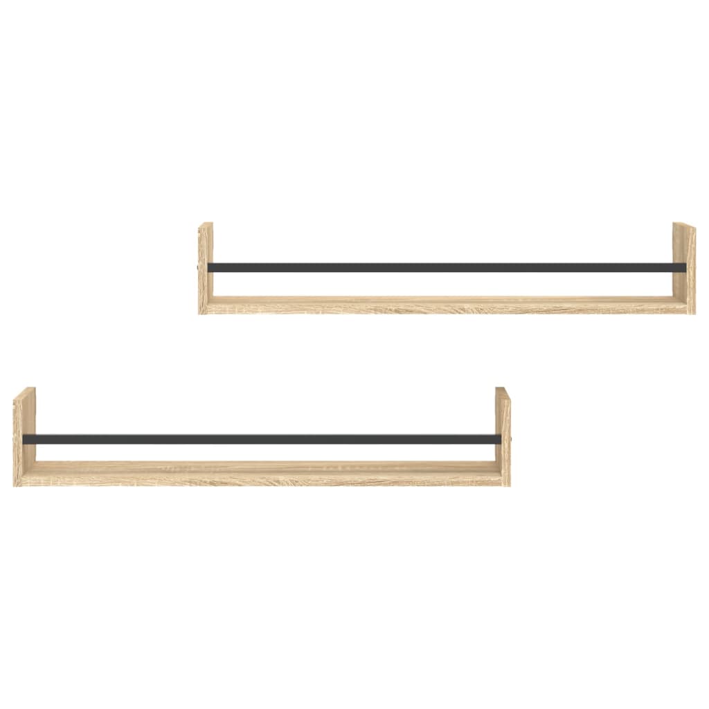 2 db sonoma tölgy fali polc rúddal 80 x 16 x 14 cm