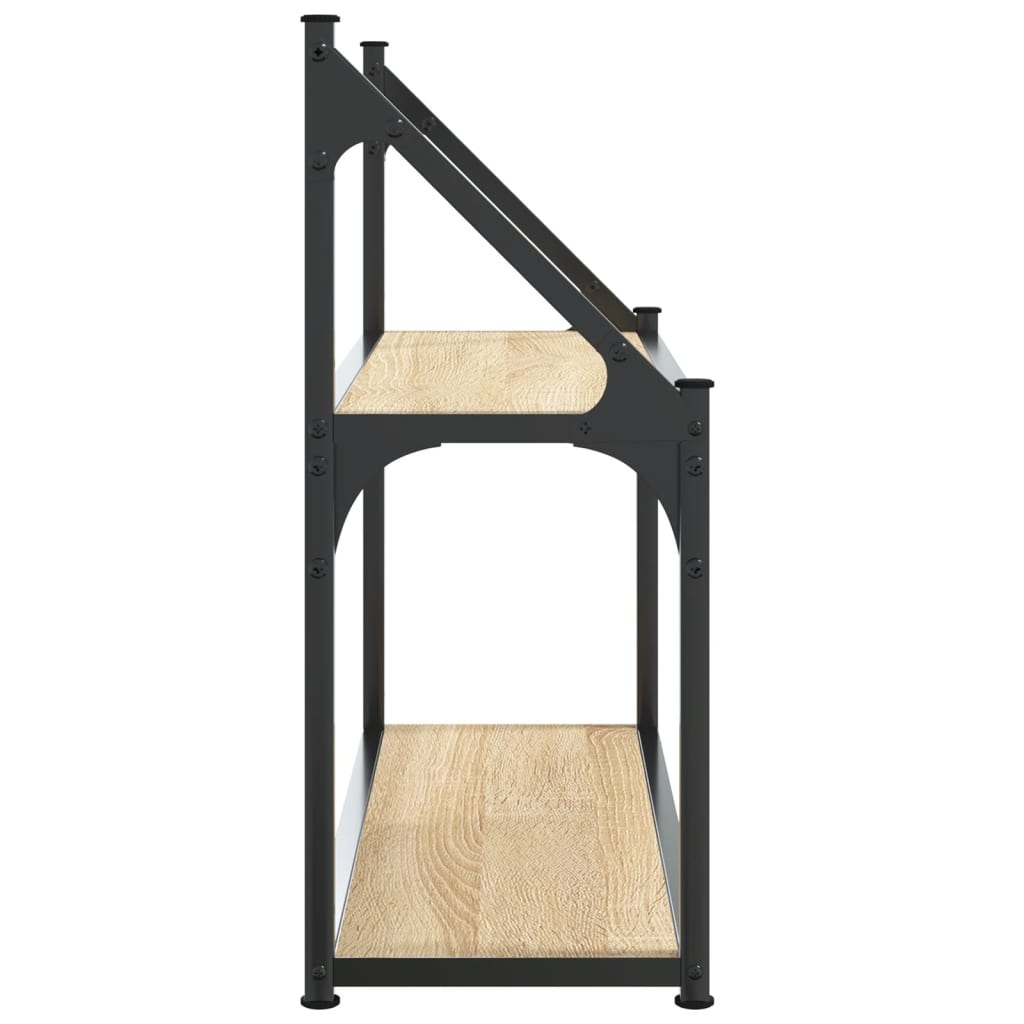 2 szintes sonoma tölgy színű szerelt fa fali polc 60x21x51 cm