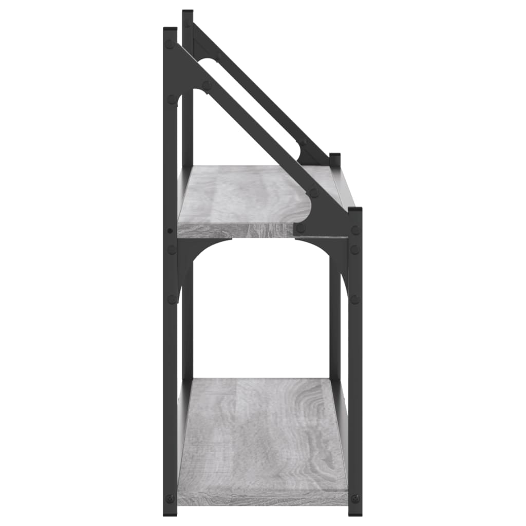 2 szintes szürke sonoma színű szerelt fa fali polc 80x21x51 cm
