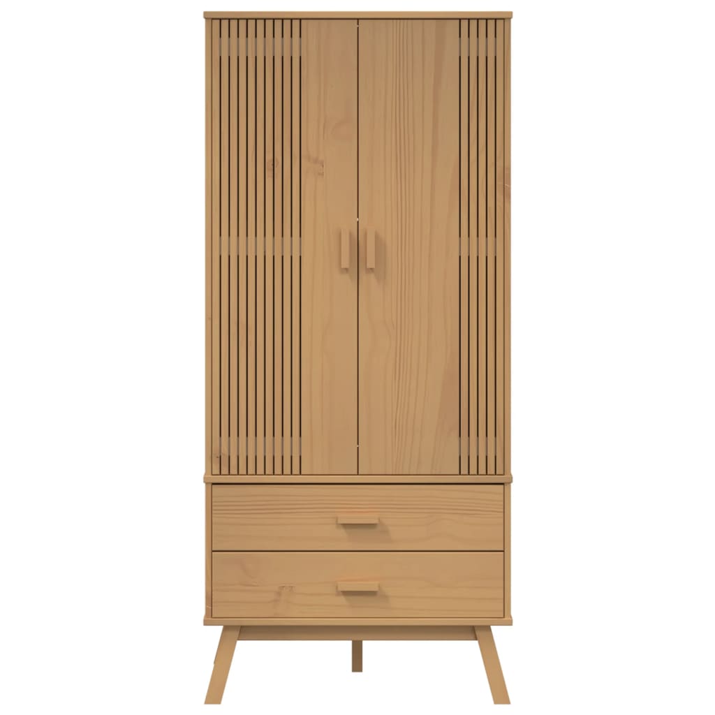 Olden barna tömör fenyőfa gardrób 76,5 x 53 x 172 cm