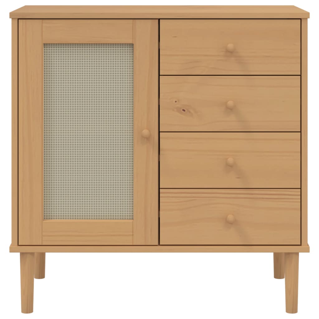 Senja barna rattanhatású tálalószekrény 80 x 40 x 80 cm