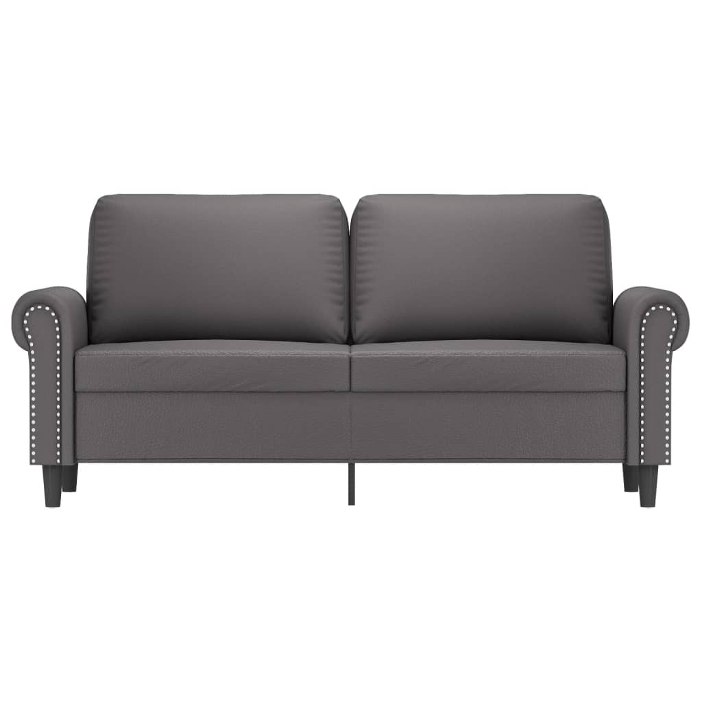 2 személyes szürke műbőr kanapé 140 cm