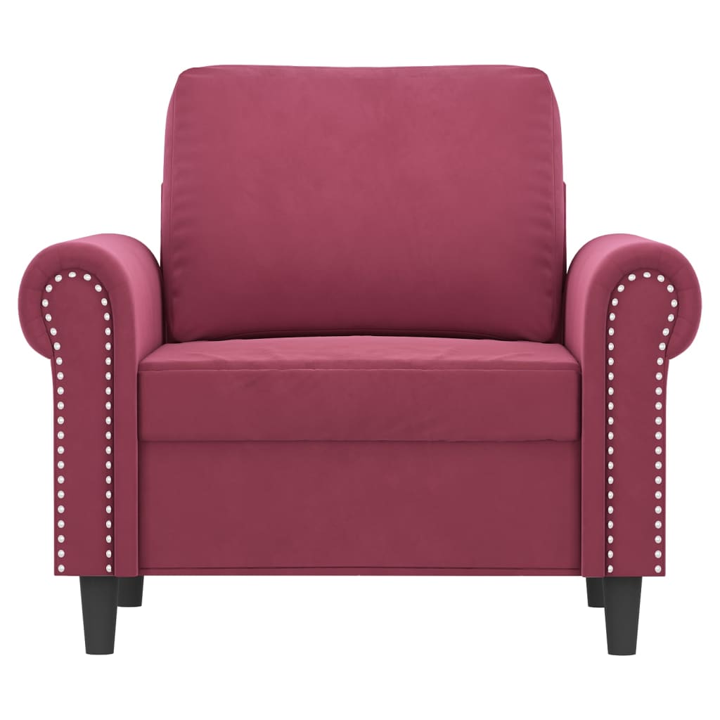 Bordó bársony kanapéfotel 60 cm