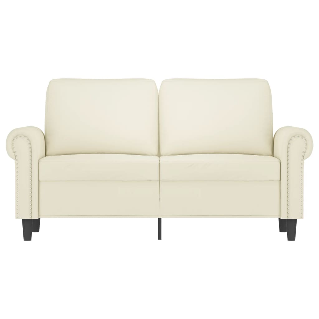 Kétszemélyes krémszínű bársony kanapé 120 cm