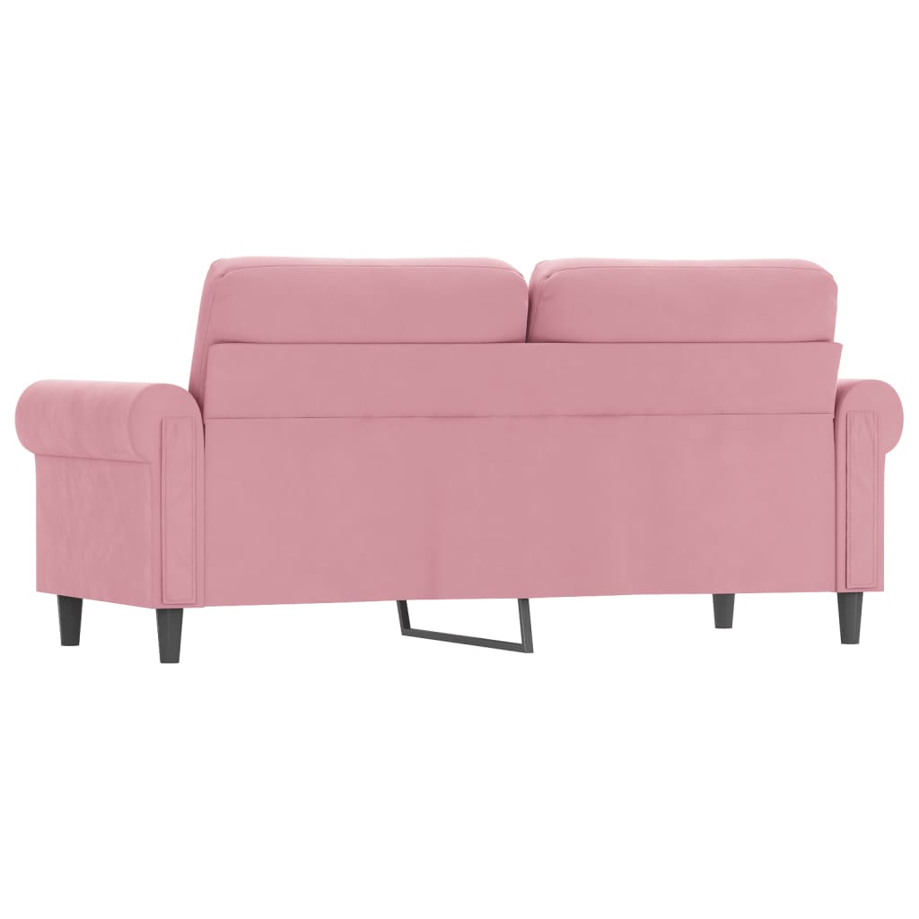 Kétszemélyes rózsaszín bársony kanapé 140 cm