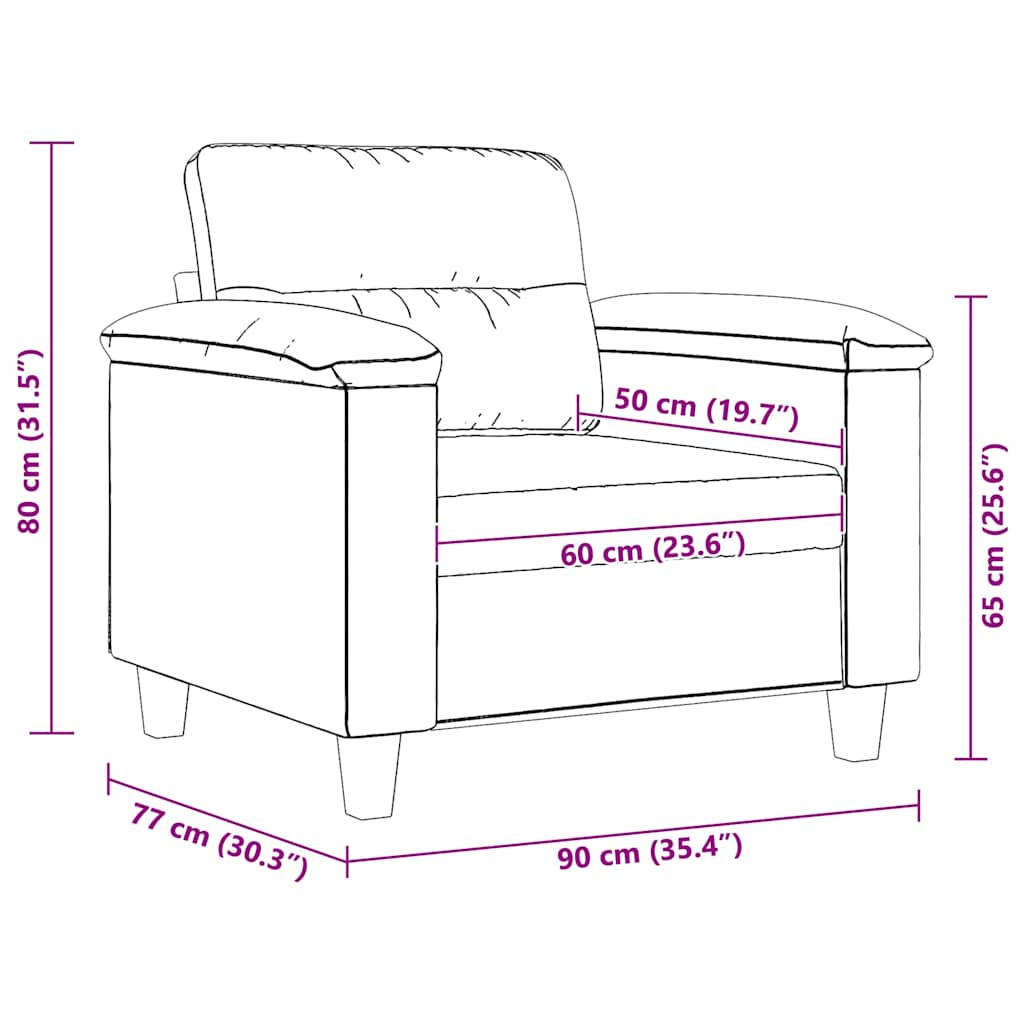Krémszínű mikroszálas szövet kanapéfotel 60 cm