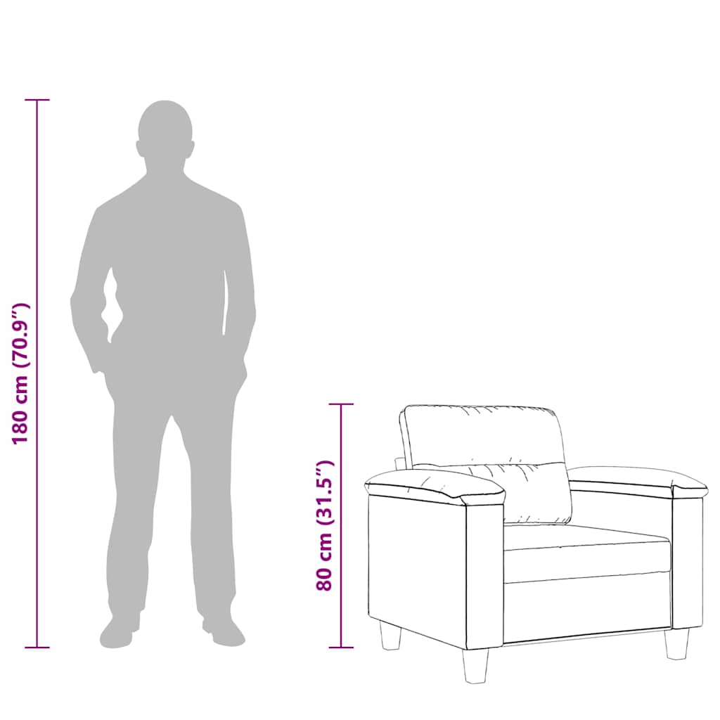 Krémszínű mikroszálas szövet kanapéfotel 60 cm