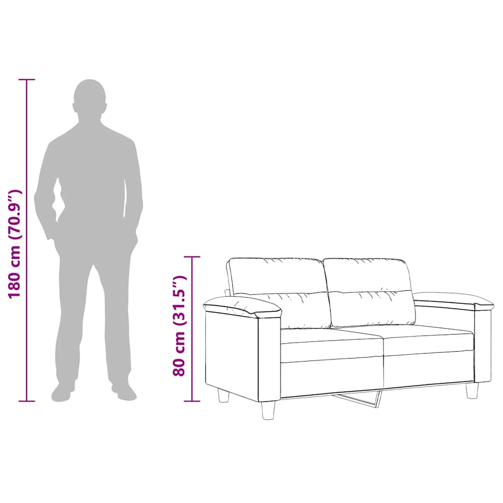 Kétszemélyes világosszürke mikroszálas szövetkanapé 120 cm