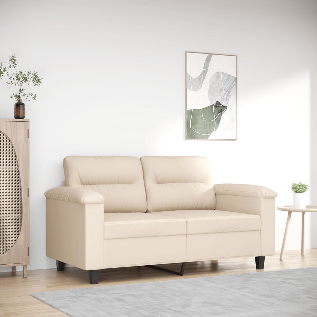Kétszemélyes bézs mikroszálas szövetkanapé 120 cm Kétszemélyes bézs mikroszálas szövetkanapé 120 cm