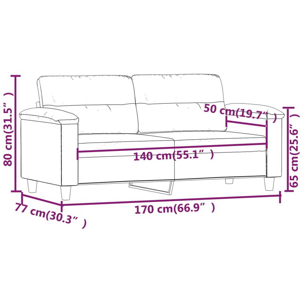 Kétszemélyes világosszürke mikroszálas szövetkanapé 140 cm Kétszemélyes világosszürke mikroszálas szövetkanapé 140 cm