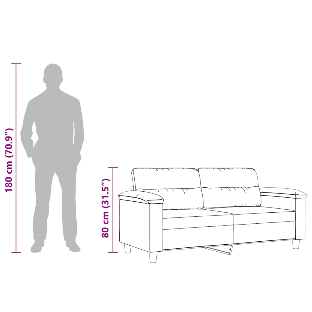 Kétszemélyes világosszürke mikroszálas szövetkanapé 140 cm