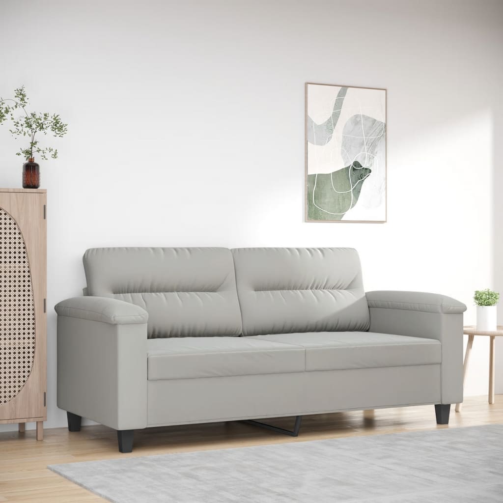 Kétszemélyes világosszürke mikroszálas szövetkanapé 140 cm Kétszemélyes világosszürke mikroszálas szövetkanapé 140 cm