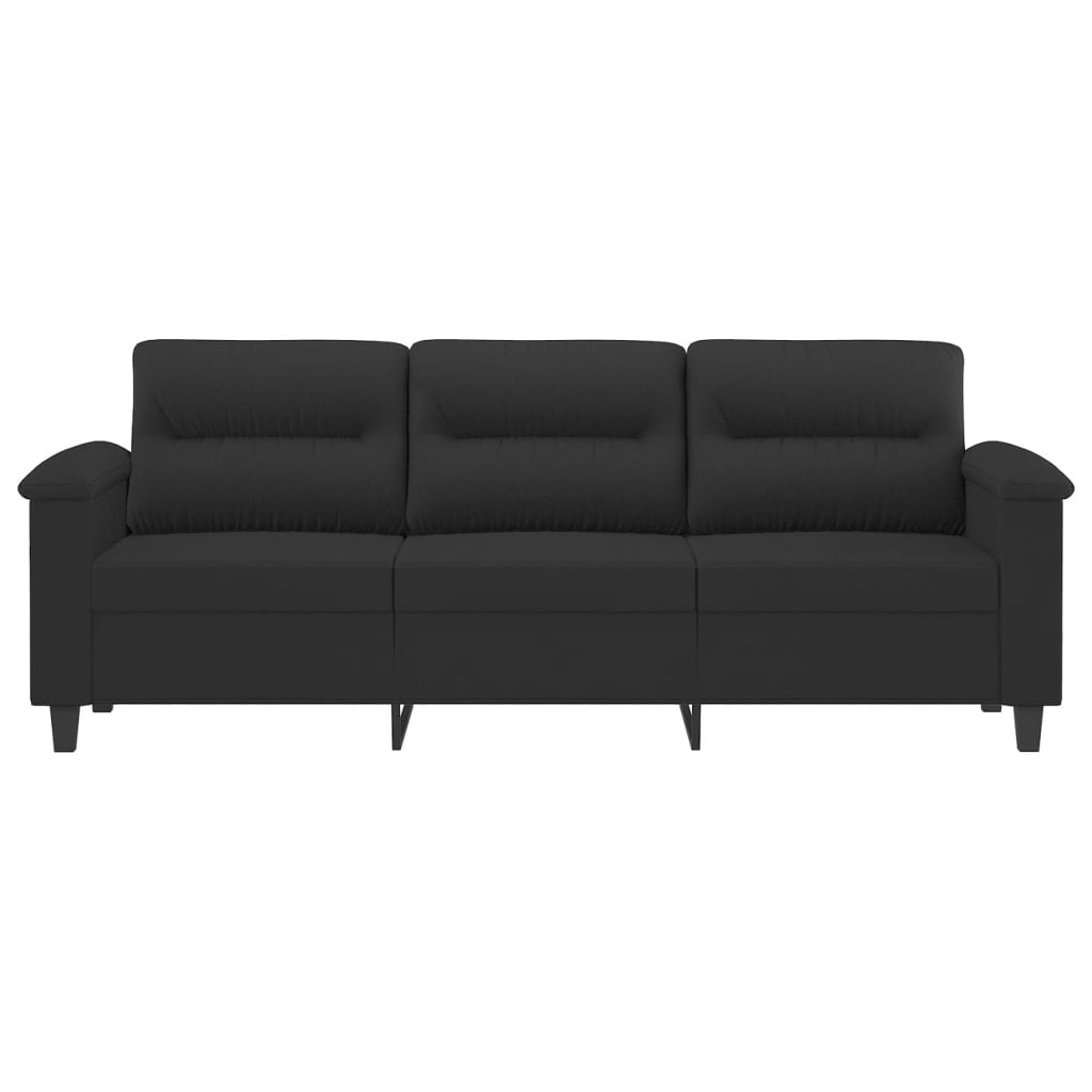 3 személyes fekete mikroszálas szövetkanapé 180 cm