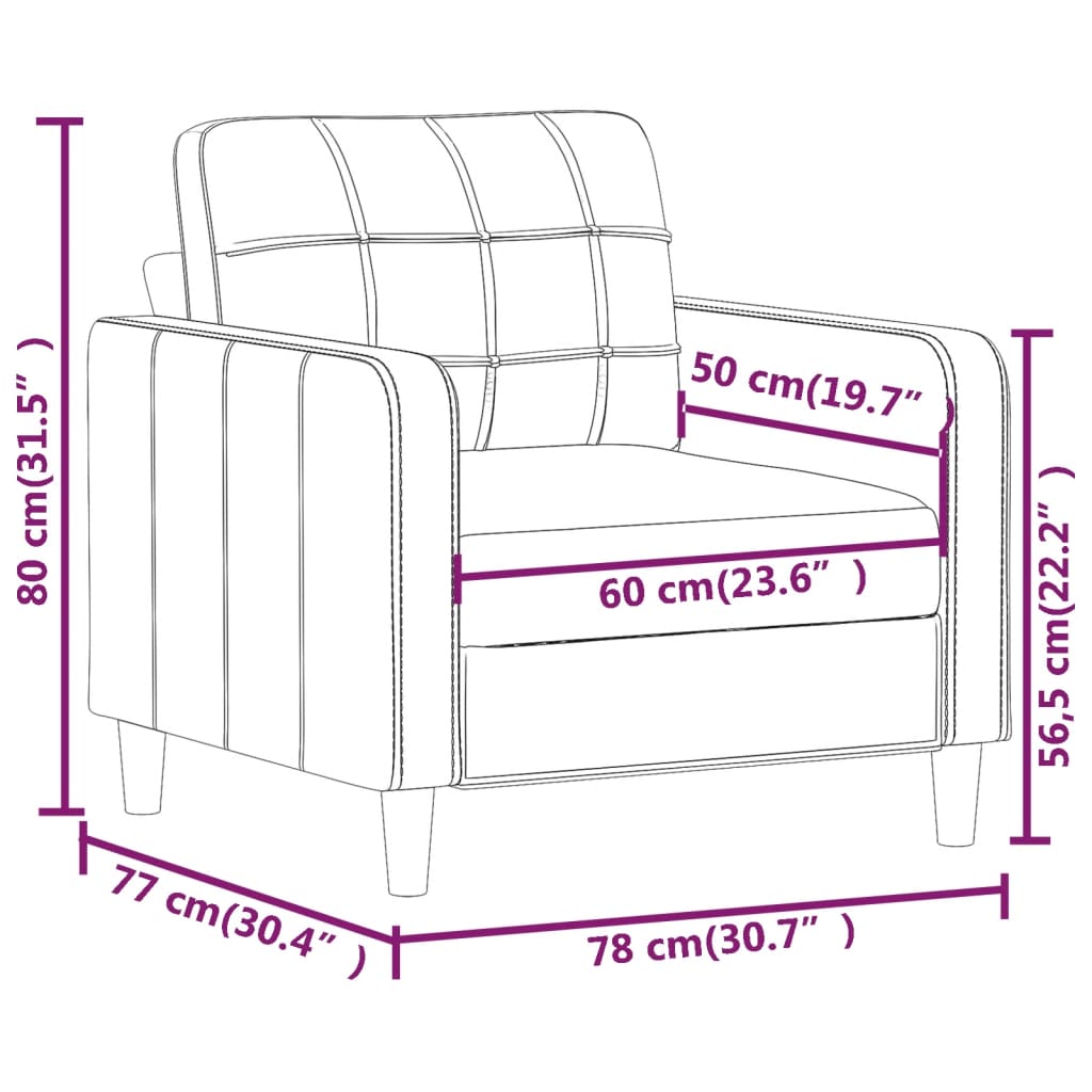 Szürke műbőr kanapészék 60 cm