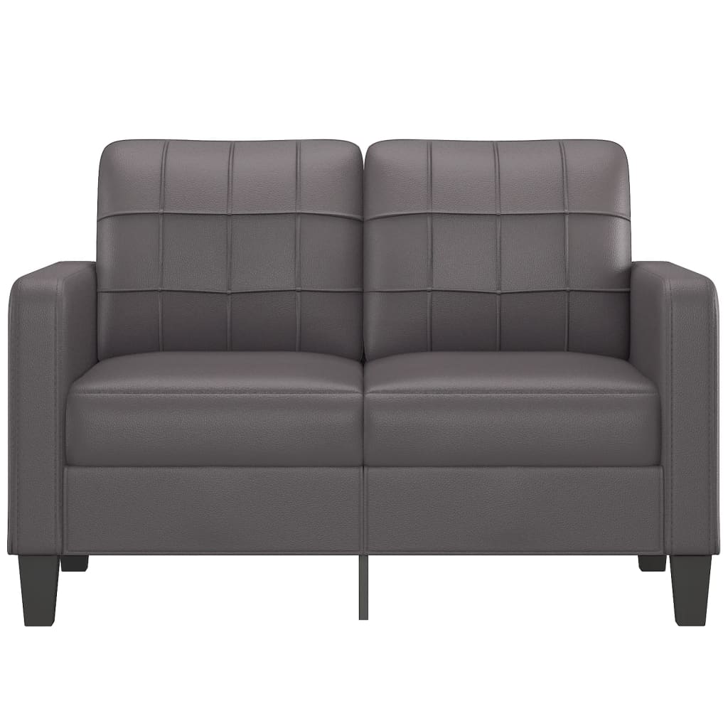 2 személyes szürke műbőr kanapé 120 cm