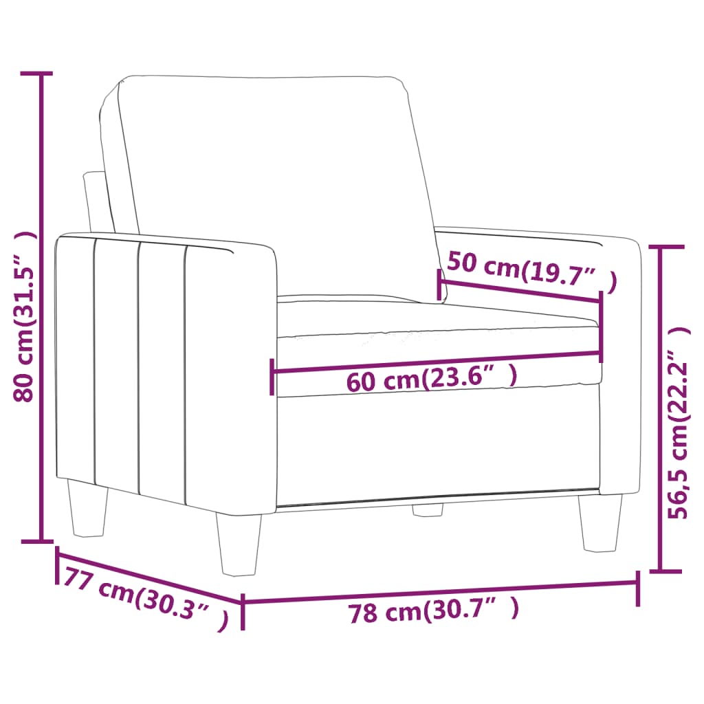 Fekete műbőr kanapéfotel 60 cm Fekete műbőr kanapéfotel 60 cm