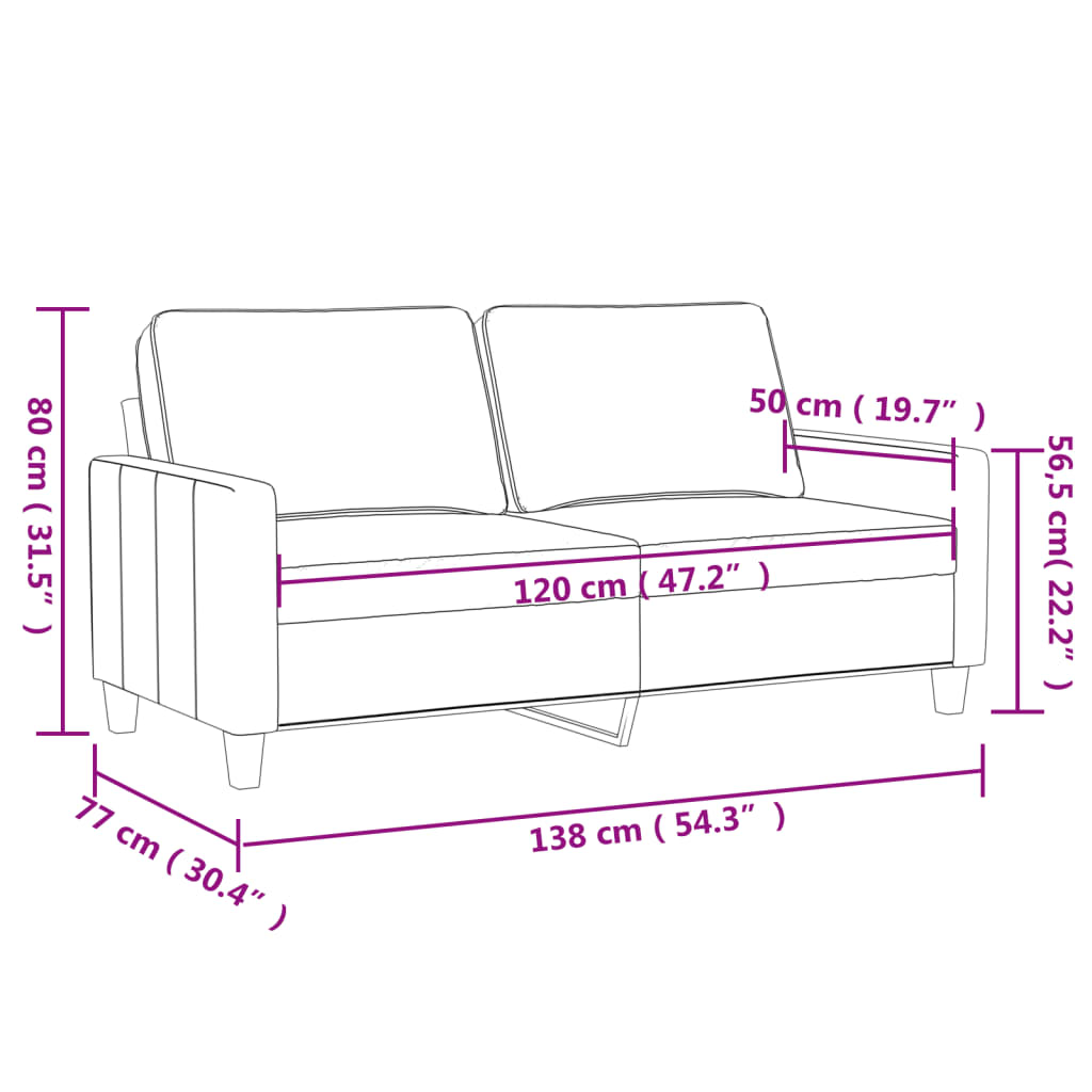 2 személyes szürke műbőr kanapé 120 cm